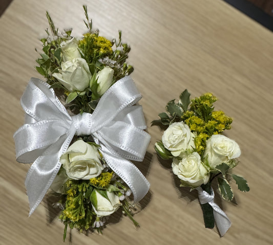 Wrist Corsage & Boutonniere Combo